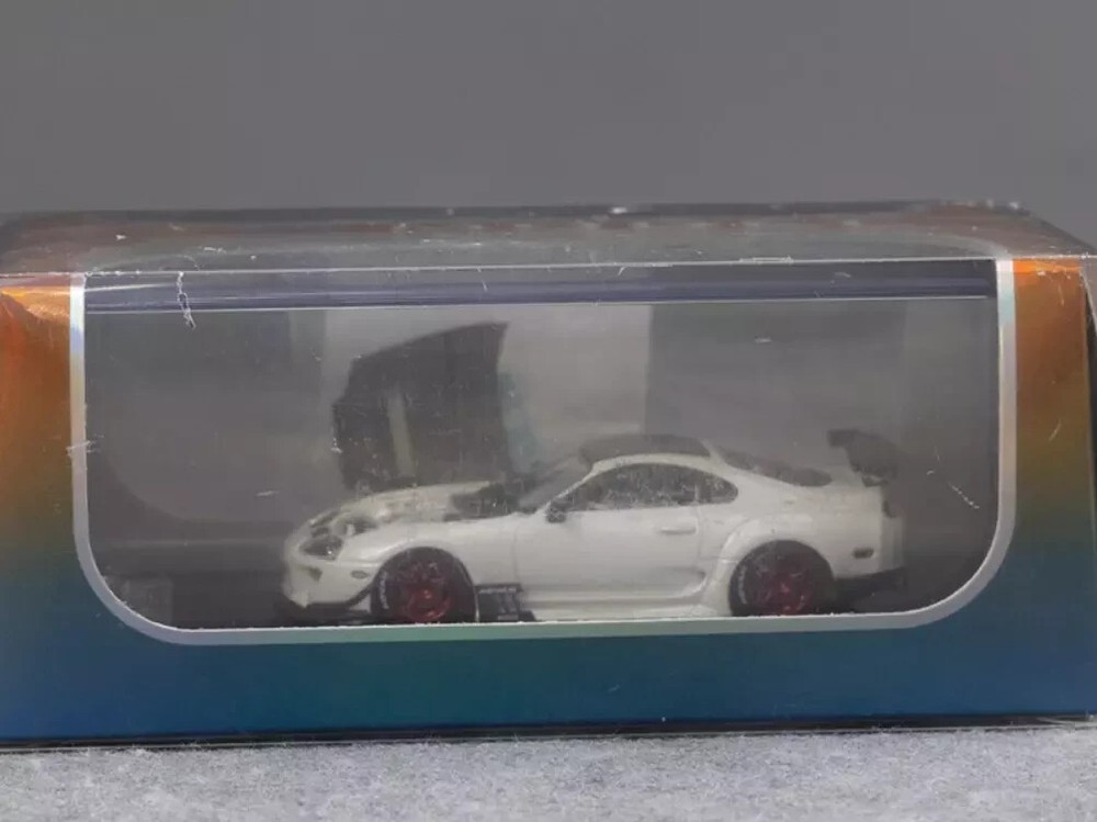 YM 1:64 JDM White Supra A80 JAZ80 Racing Sports Model Diecast Resin Car