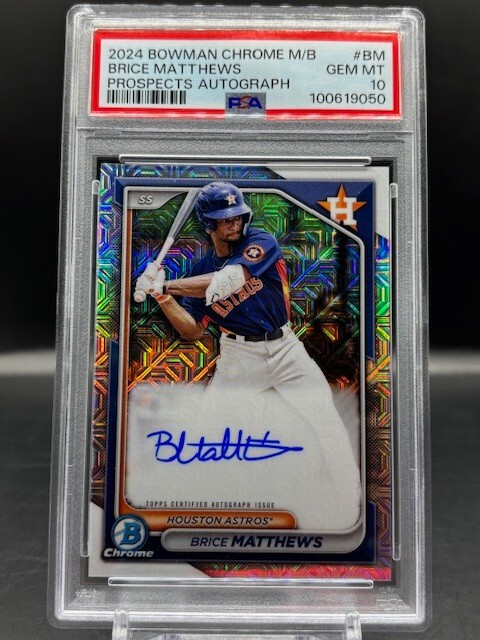 2024 Bowman Chrome mega box Brice Matthews Prospects Autograph PSA 10 GEM Astros
