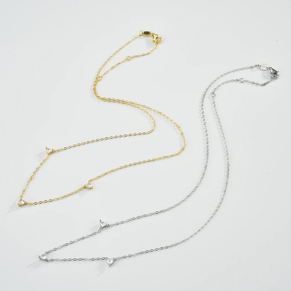 Silver Gold Love Shape Zircon Charm Choker Long Chain Necklace Women