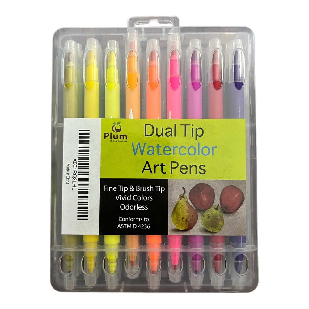 Plum 18 Dual Tip Watercolor Art Pens Odorless