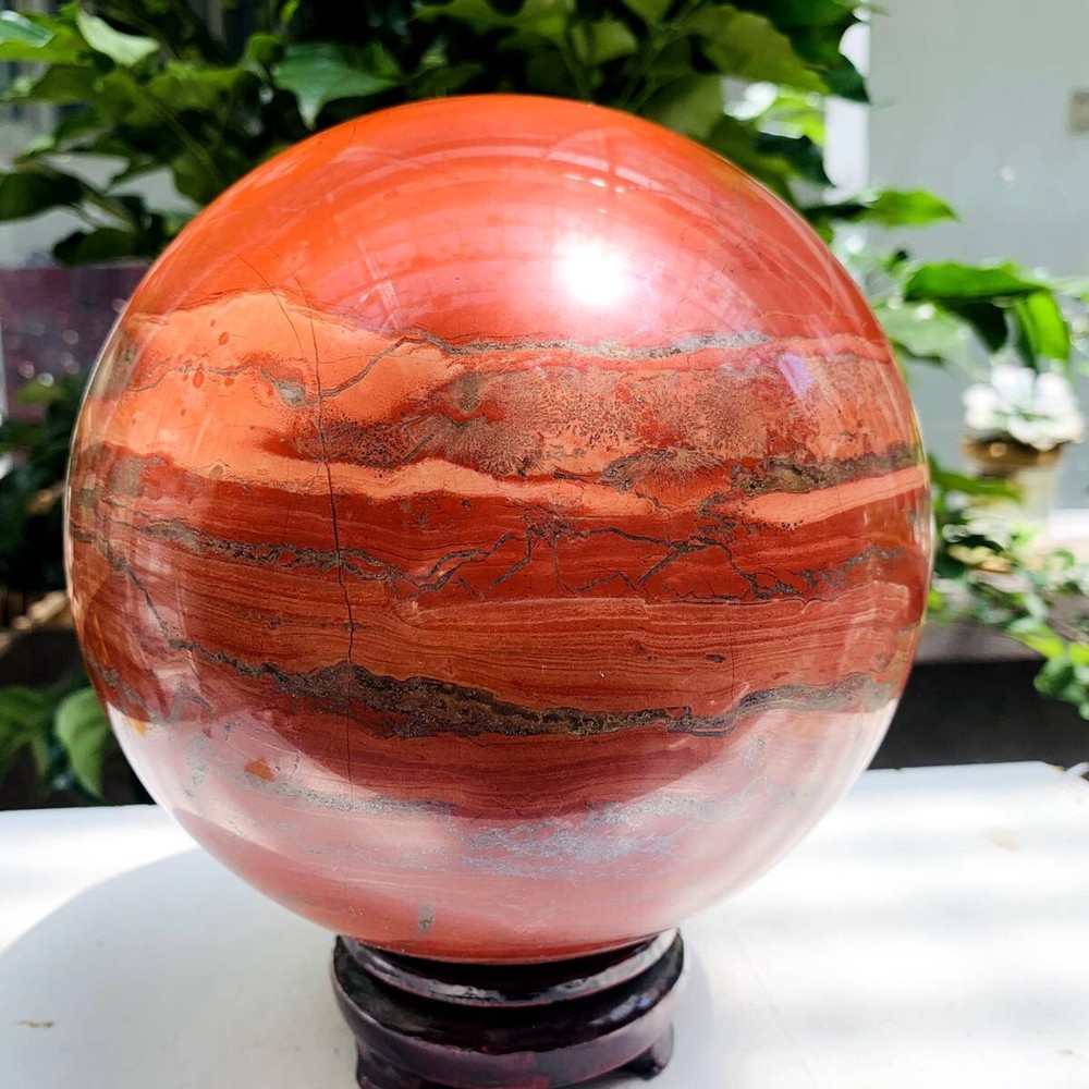 14.89LB   Natural Red Jasper Quartz Sphere Crystal Ball Reiki Healing Decoratio