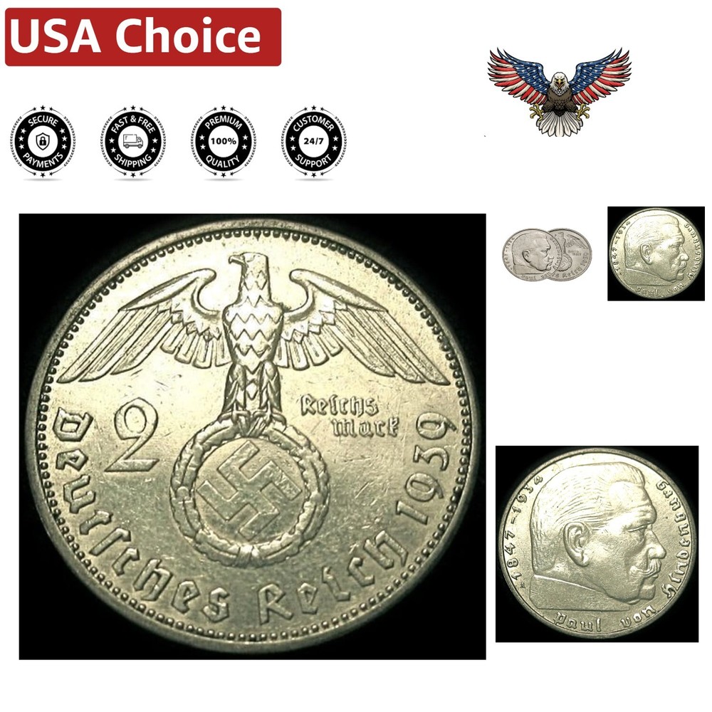 Authentic 1936 Silver 2 Reichsmark Coin - Circulated Vintage Investment
