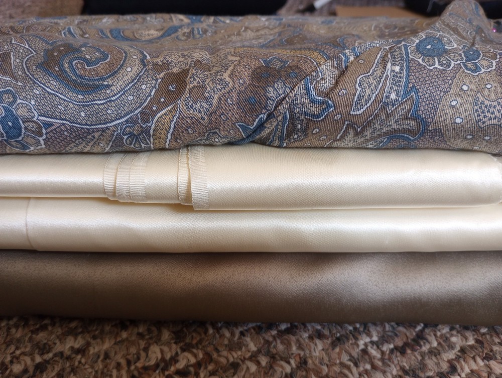 Lot Of Three Fabrics Satin Rayon Paisley 3+ Yards