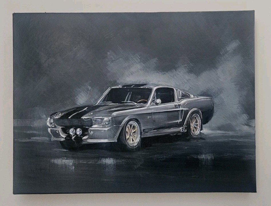 1967 Ford Mustang Fastback GT500 Original Classic Car Art Painting on Canvas