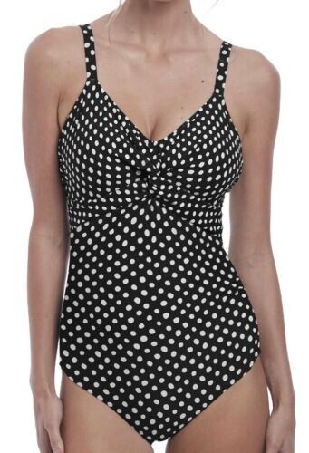 Fantasie Santa Monica Swimsuit 32E 10 Black Underwired Bra Control Twist 6728
