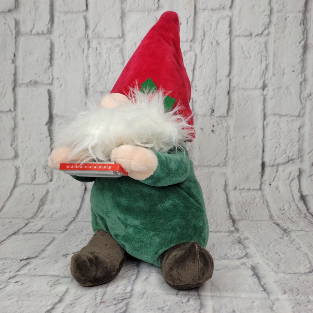 Vintage Christmas Decor Santa Claus Gnome Plays Harmonica Animated Musical Works