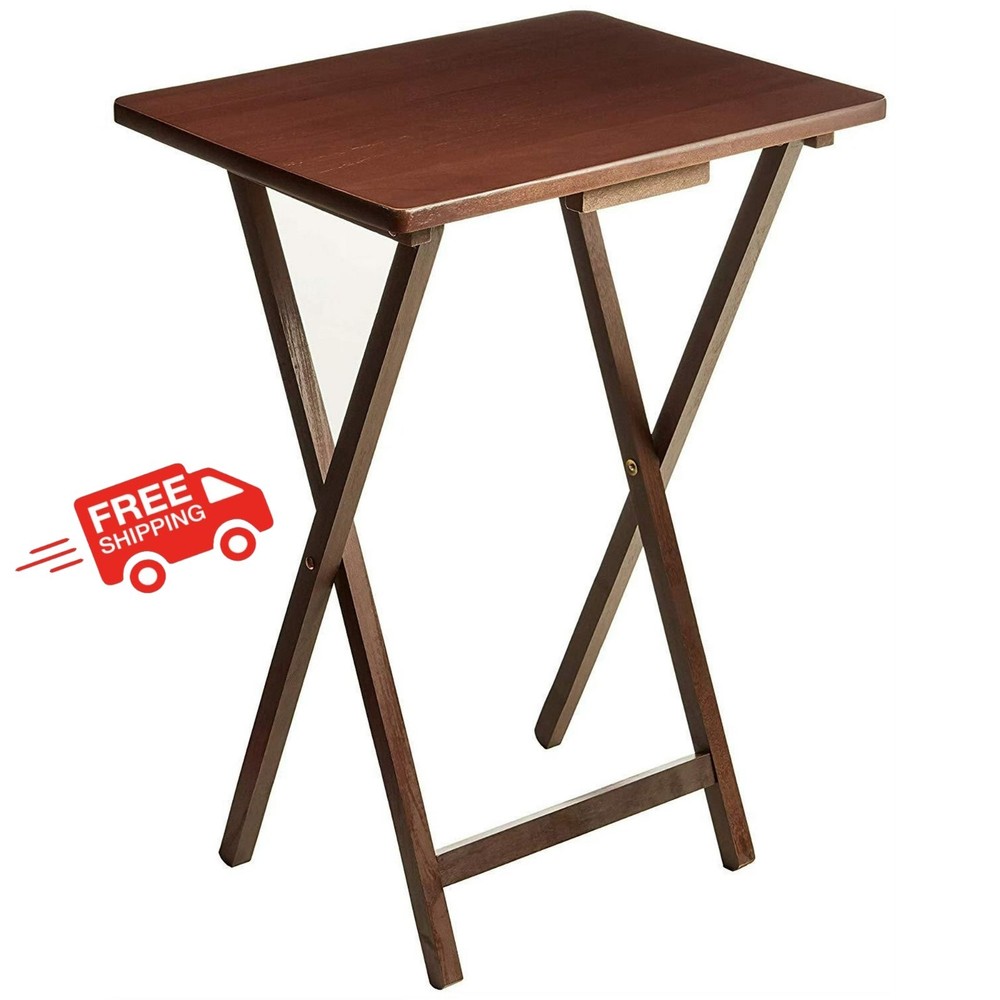 Mainstays Indoor Single Folding TV Tray Table - Walnut L 19 x W 15 x H 26