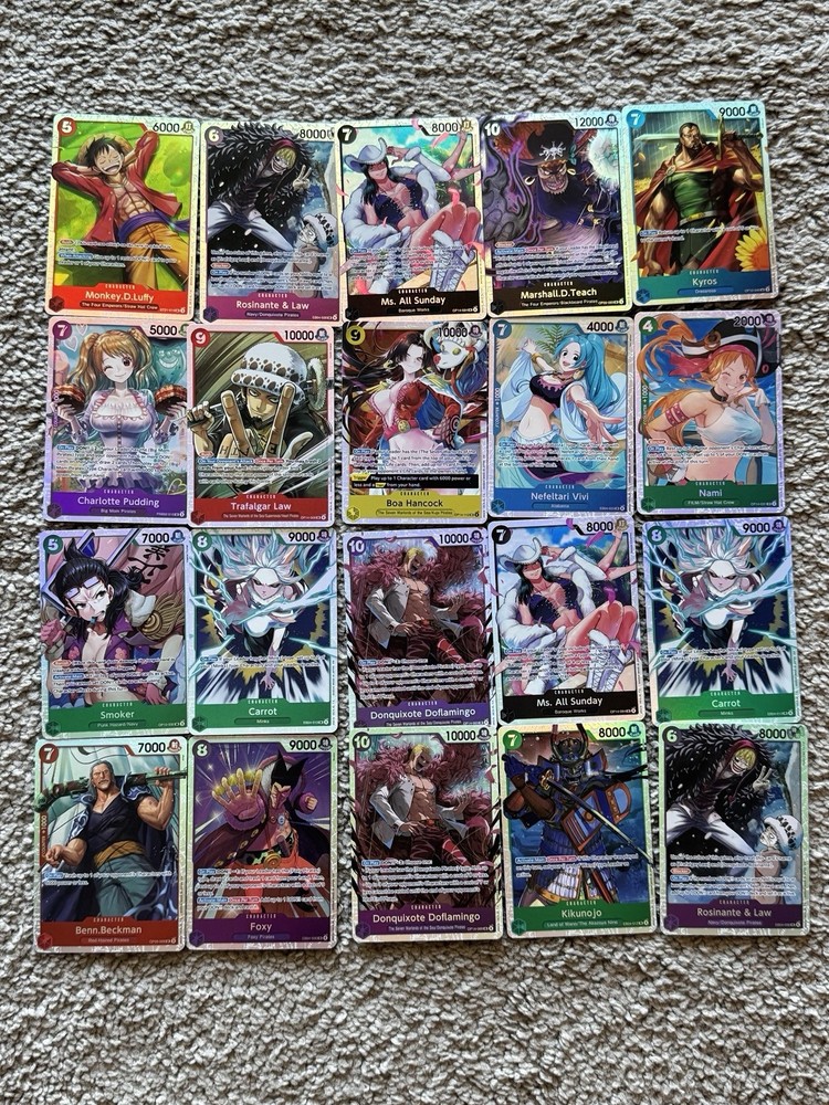 One Piece 20 SR Card Lot: Luffy, Nami, Boa, Carrot