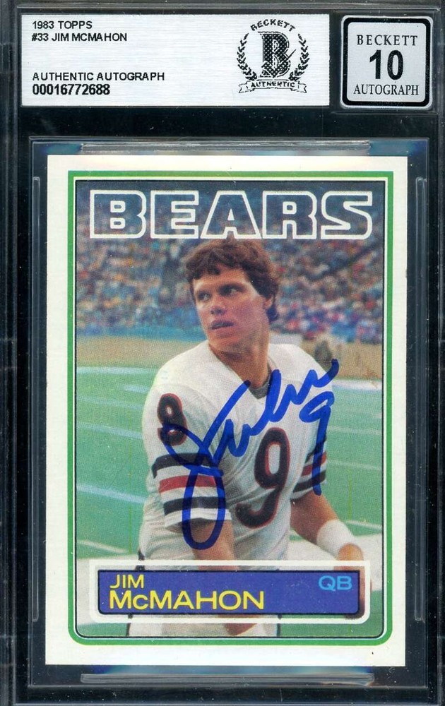 Jim McMahon Gem Mint 10 Beckett BAS Signed 1983 Topps Rookie Autograph