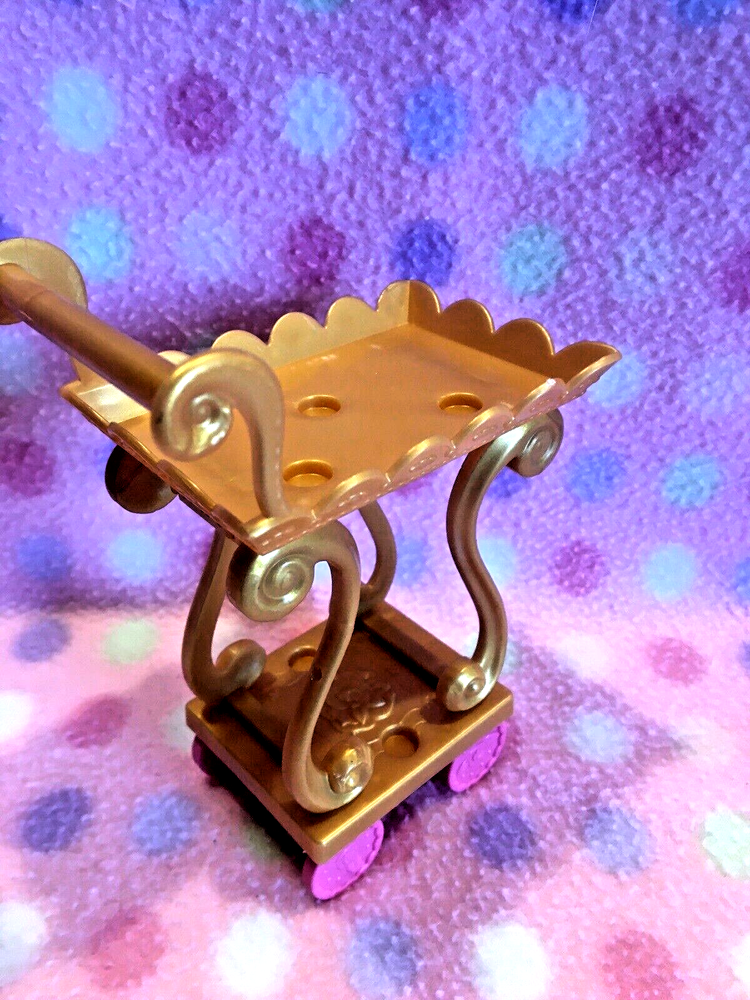 Barbie Doll Disney Princess Beauty & The Beast Tea Cart Gold 5 1/2 Mattel New!