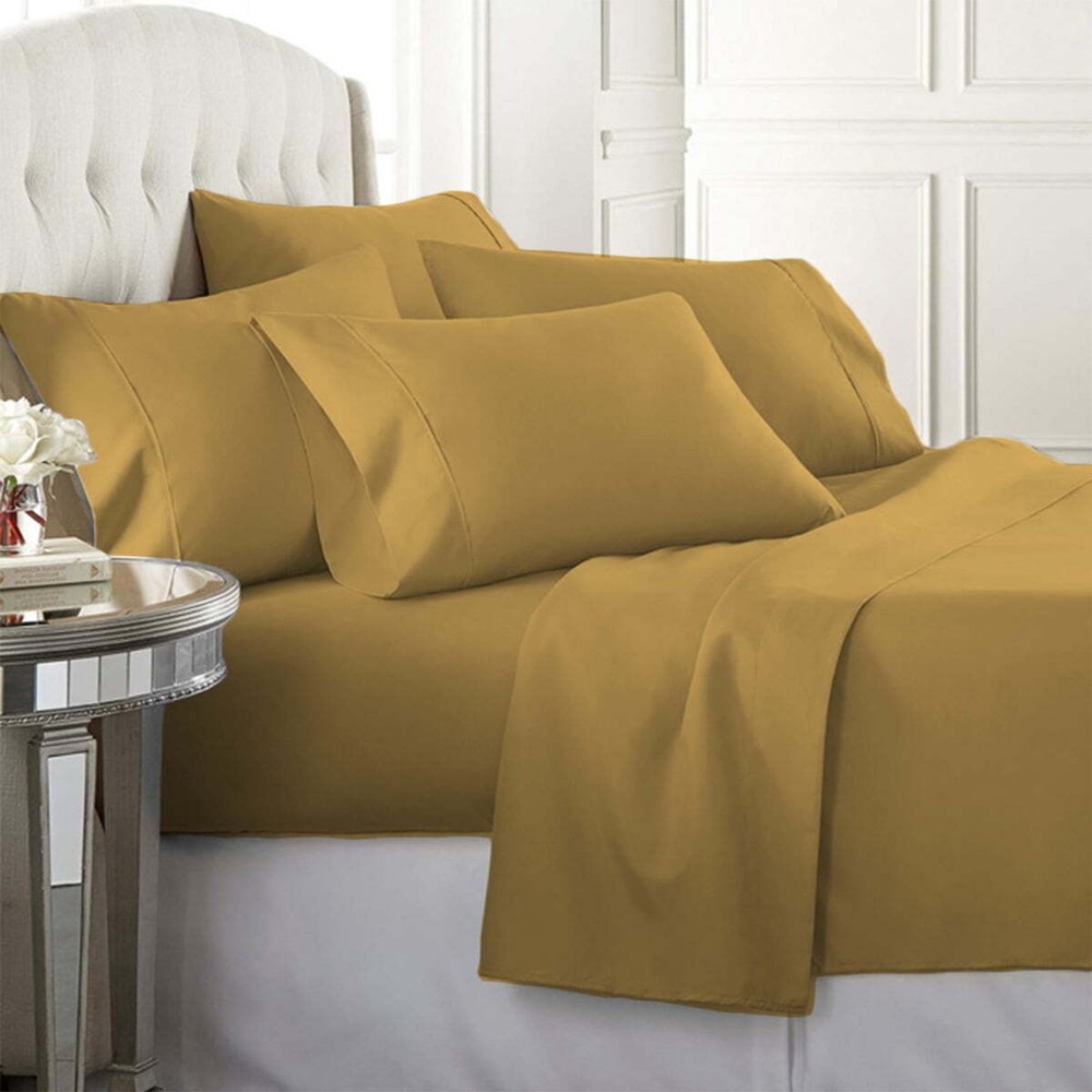 Luxury Home Super-Soft 1600 Series 6 Pcs Bed Sheets Set (Queen, Gold)