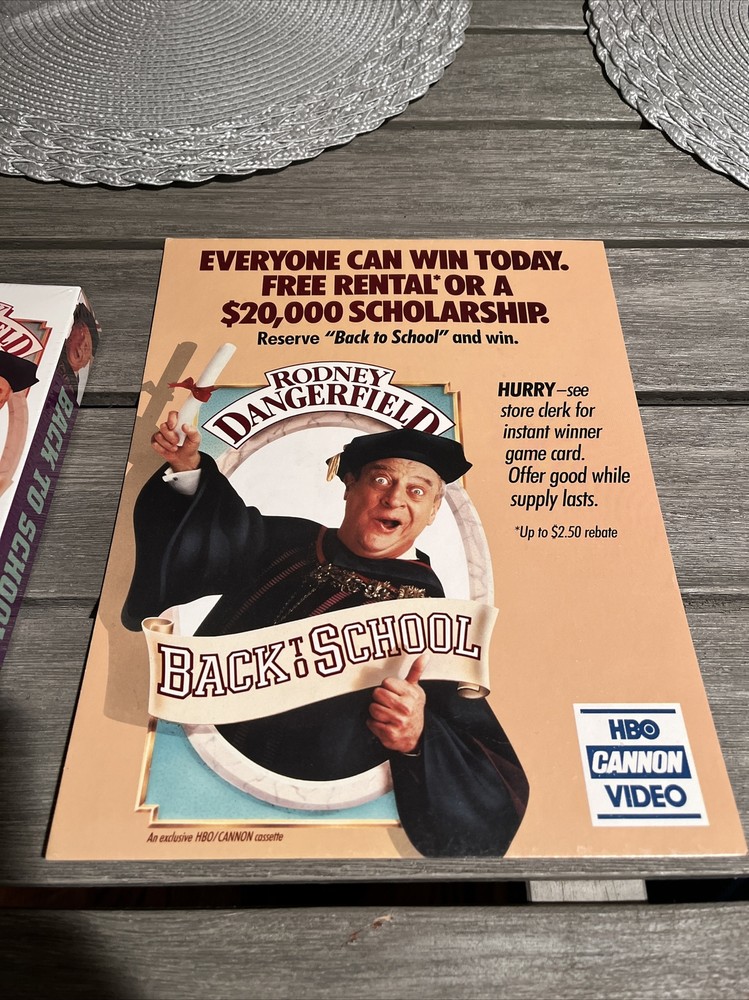 Back To School Movie Counter Standee & VHS Mint Rare Rodney Dangerfield Classic-image