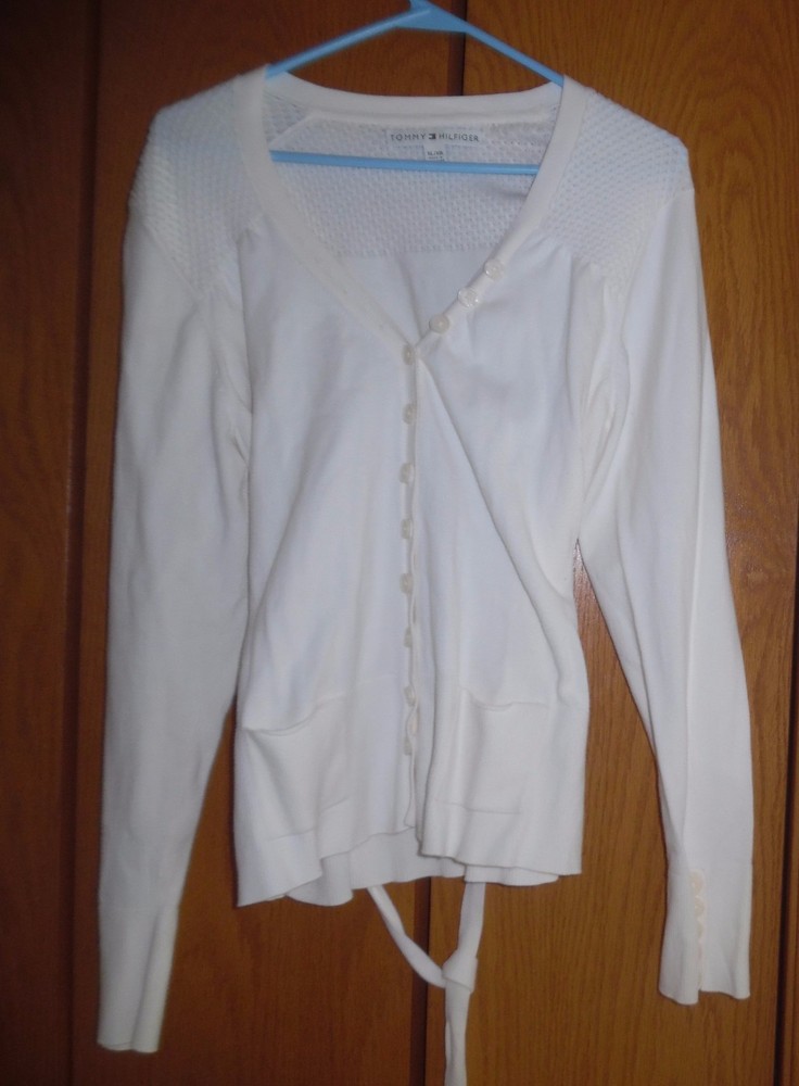 Women's Tommy Hilfiger Ivory Cardigan Button-Down Sweater Size XL