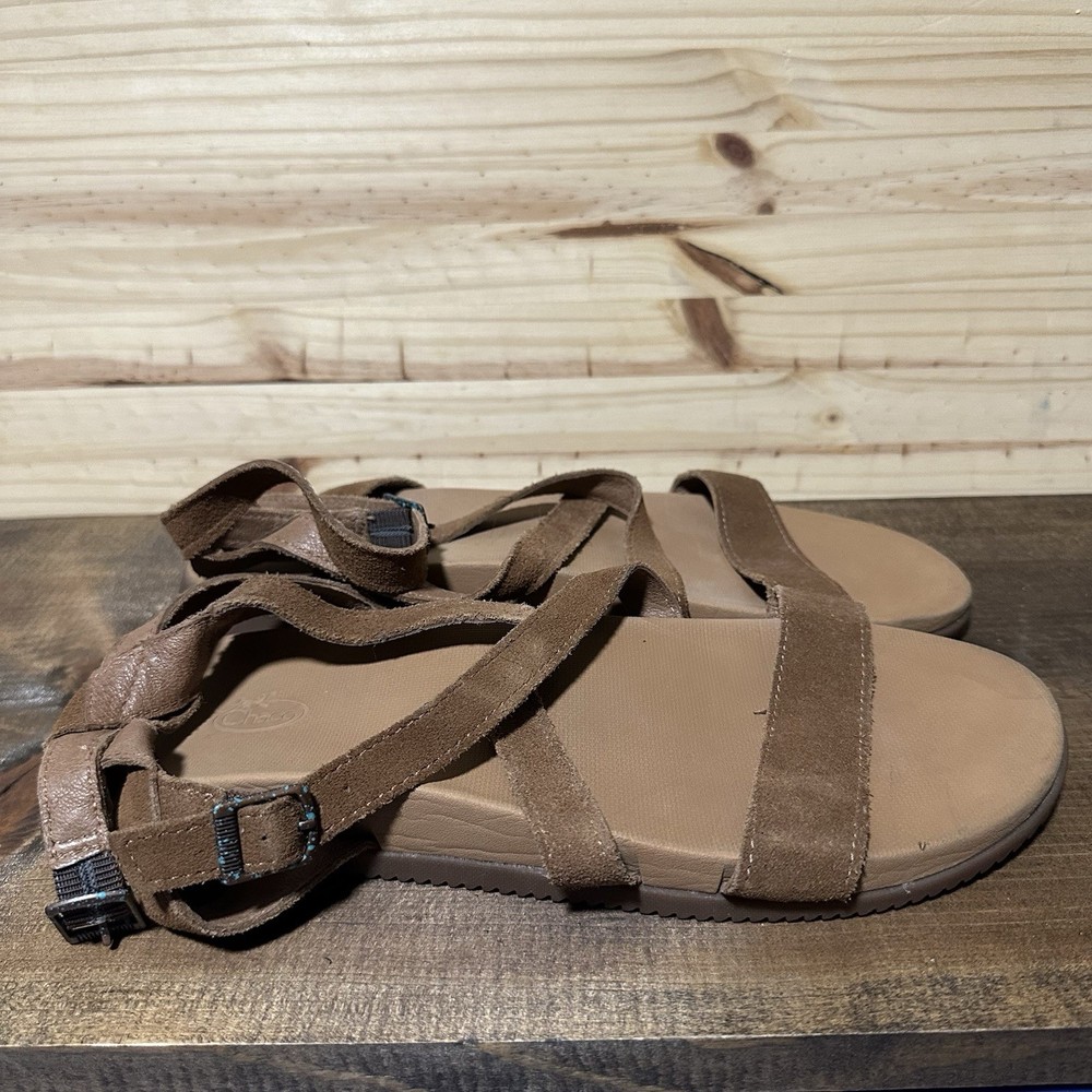 Chaco Rose Tan Brown Suede Gladiator Sandals Women Size 11 Flat