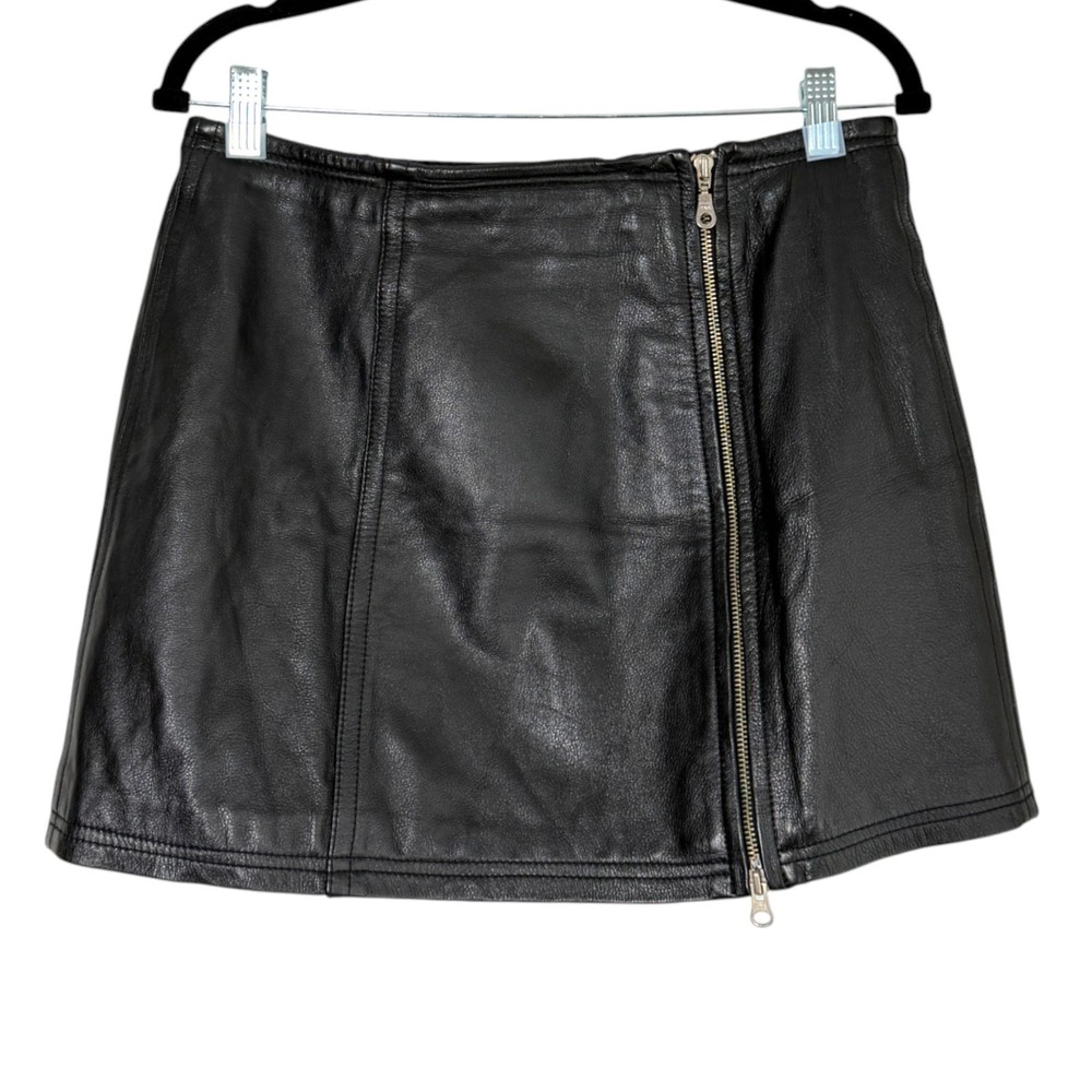 Wilsons Leather Maxima Full Zip Mini Skirt Size 12 Goth Rock Edgy Punk Cyber
