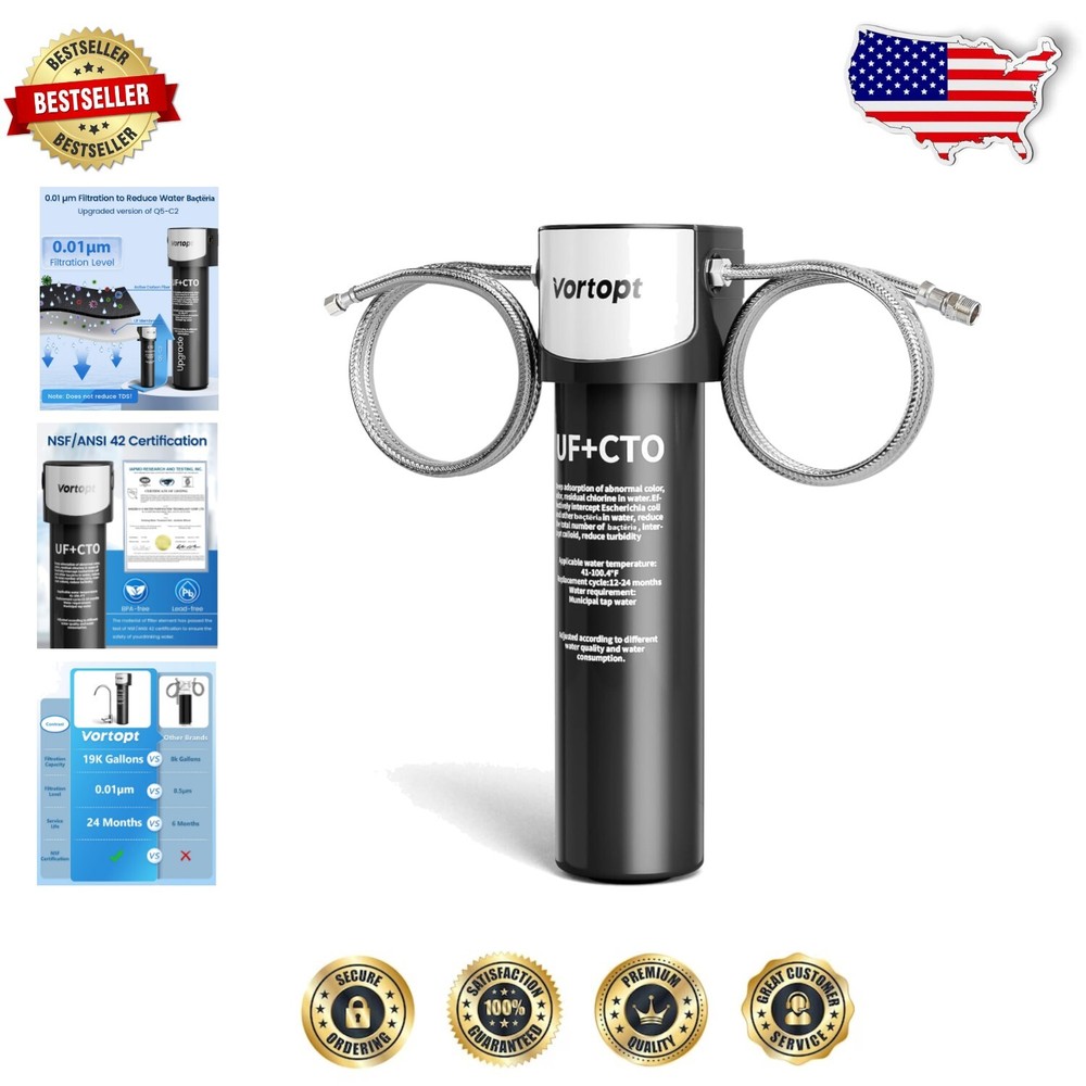 19,000 Gallon Capacity Under Sink Water Filter System - Easy 3-Minute Install