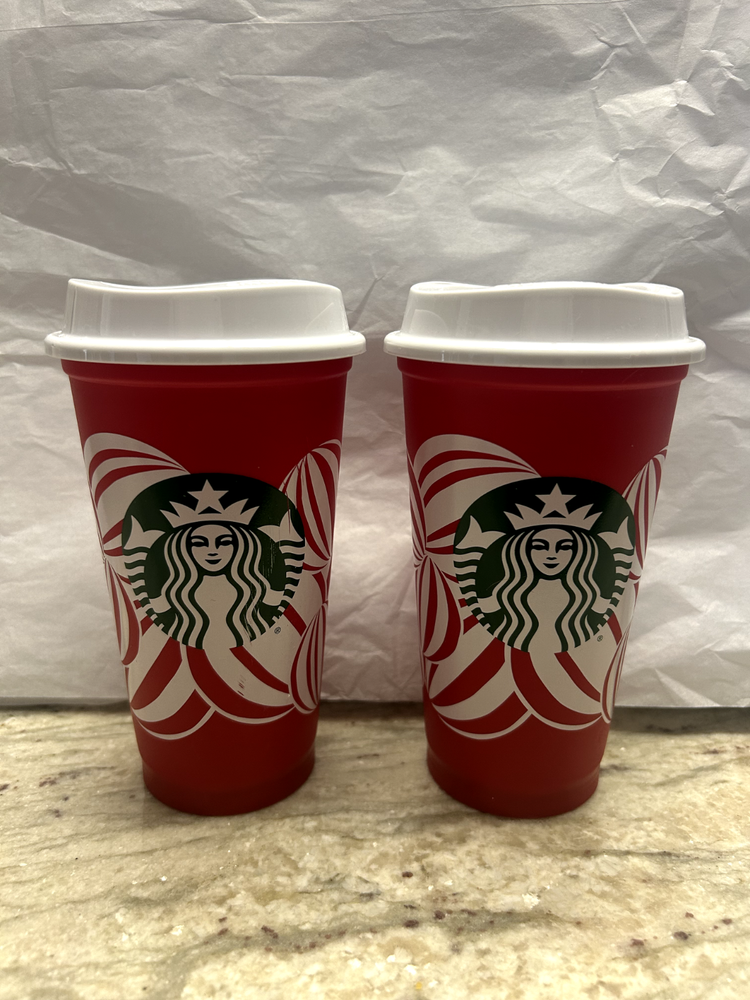 New Starbucks 2024 Holiday Reusable Red Cup 16 Oz Set Of 2