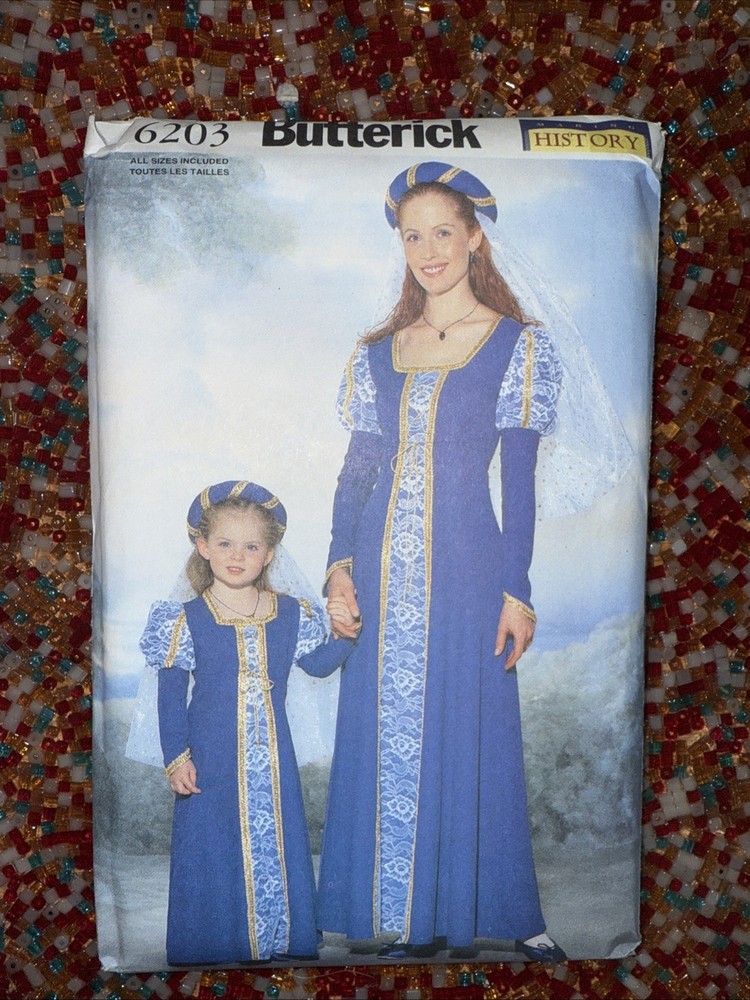 BUTTERICK 6203 - MOTHER & DAUGHTER RENAISSANCE COSTUME PATTERN FF / All Sizes