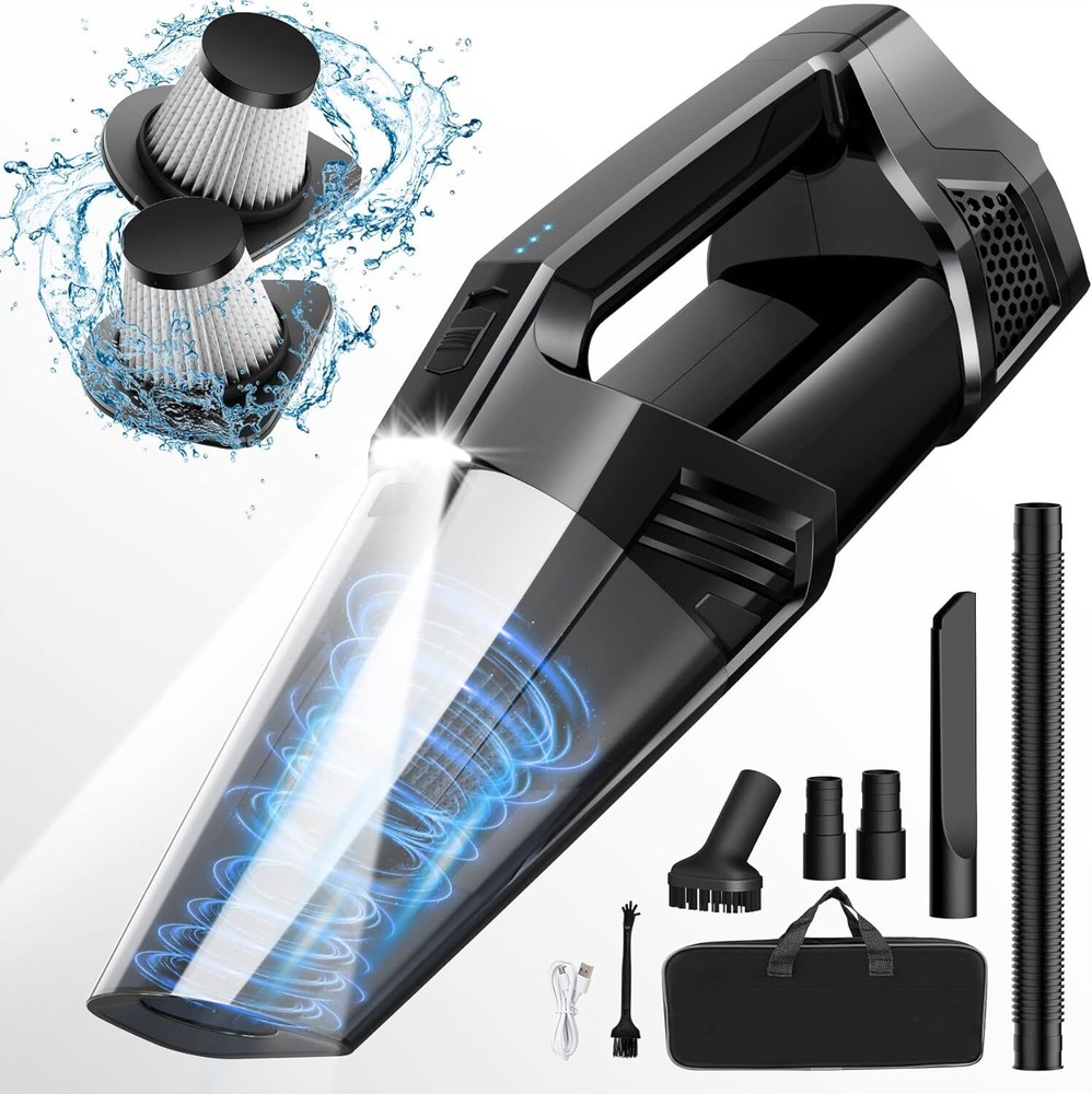 Handheld Vacuum Cordless Car Vacuum Portable with LED Light, High Power Suction