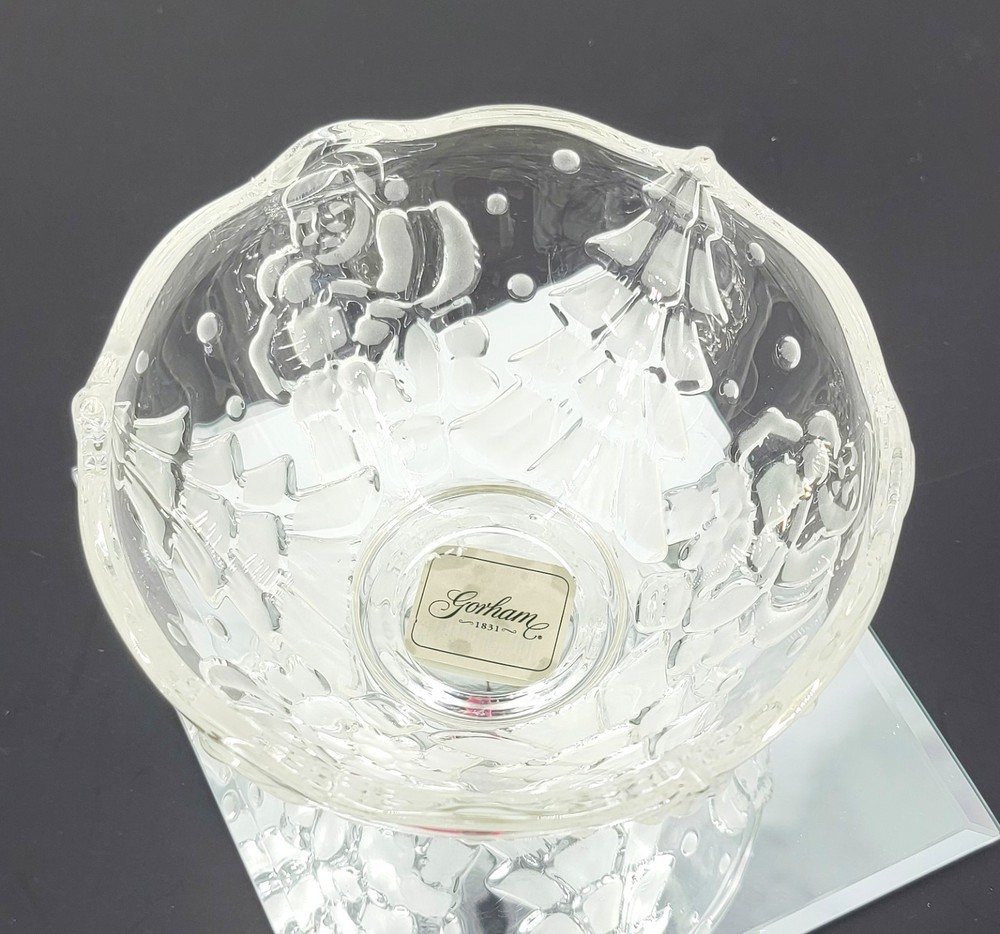 Gorham Holiday Traditions North Pole Express Santa Crystal Candy/Nut Bowl German