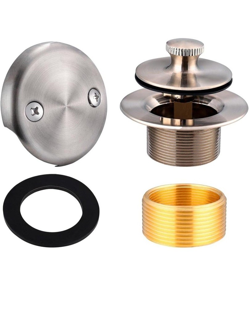 Bathtub drain Conversion Kit Assembly, Tub Drain Kit Lift and Turn, Nickel Brush