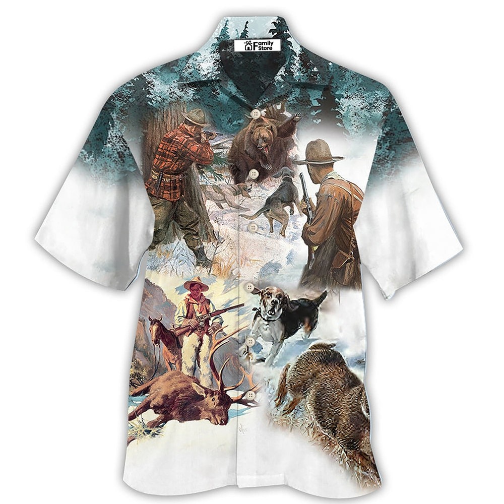 Hunting Snow Mountain Cool Hawaiian Shirt for Outdoor Enthusiasts