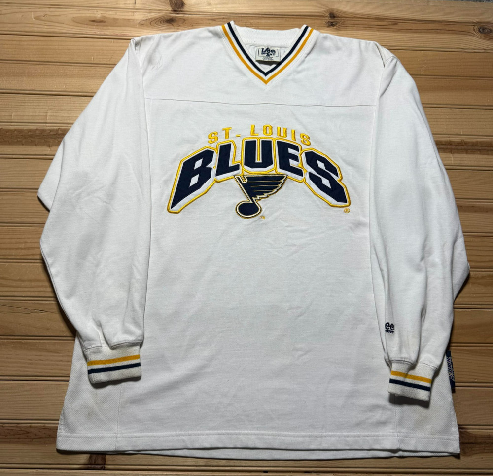 Vintage 90s Lee Sport St. Louis Blues NHL Hockey Team Signatures Shirt - Large