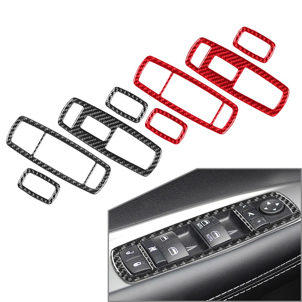 4Pcs Carbon Fiber Window Lift Switch Panel Cover Trim For Dodge Journey 11-18 11