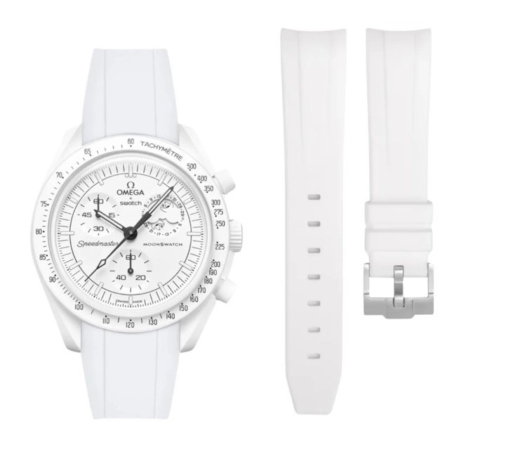 Omega X Swatch Speedmaster MoonSwatch White Rubber Strap Moon Mission  
