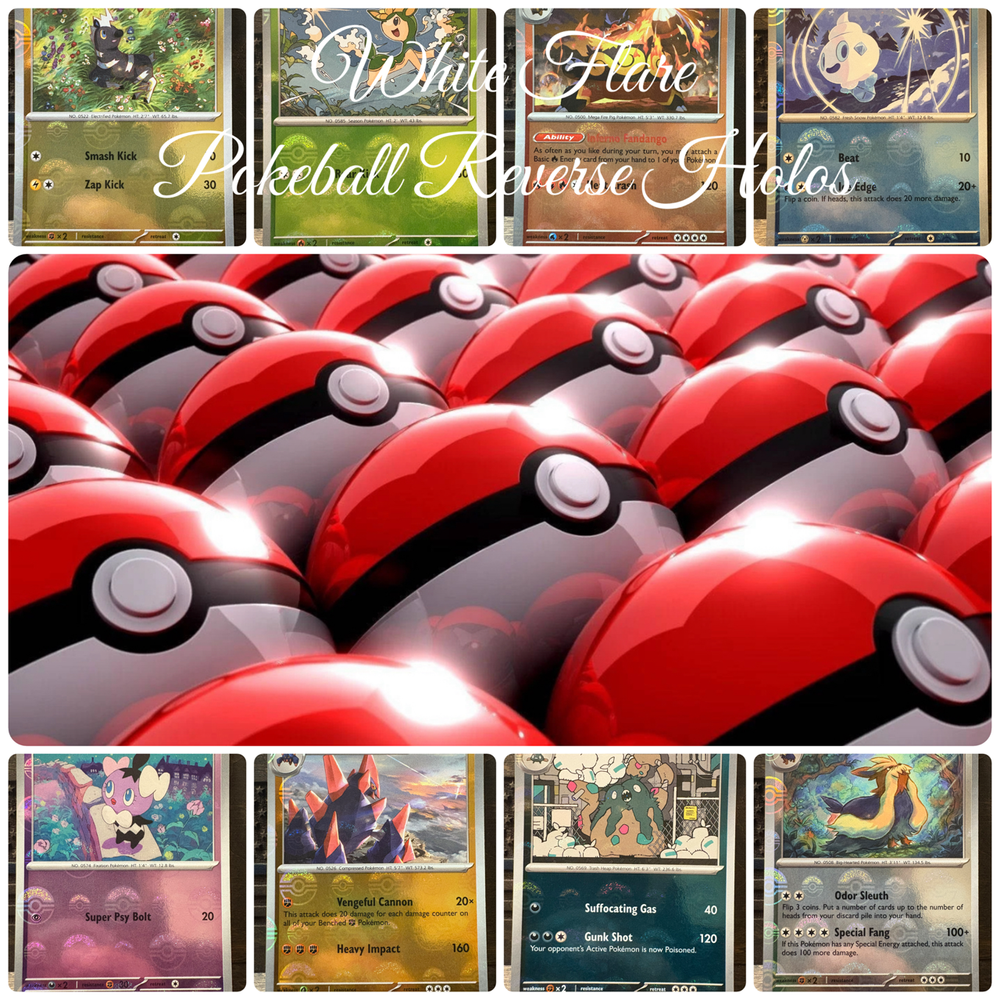 White Flare Poke Ball Reverse Holos Pick Your Balls Complete Your Set