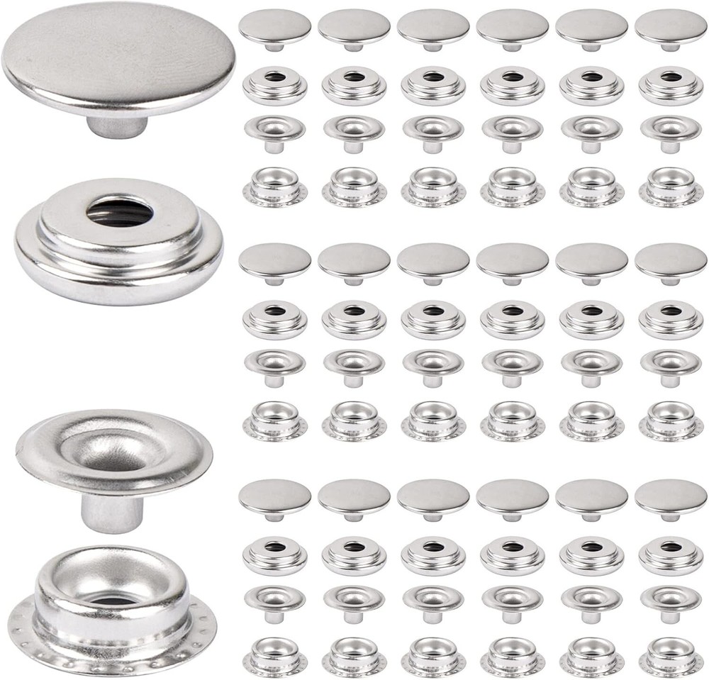 Framendino 200-Pack Stainless Steel Snap Fastener Kit, 15mm Heavy Duty Button