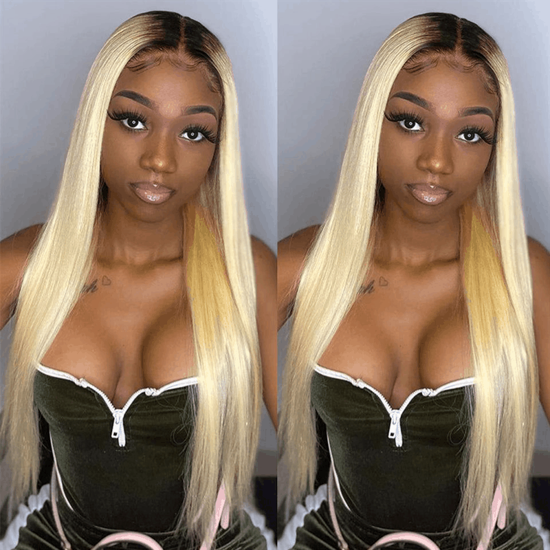 Trendy 1B/613 Ombre Blonde Straight Lace Front Wig with 4x4 & 13x4 HD Lace