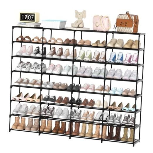 4-Row 8-Tier Large Shoe Rack Organizer for Tall Shoe Storage