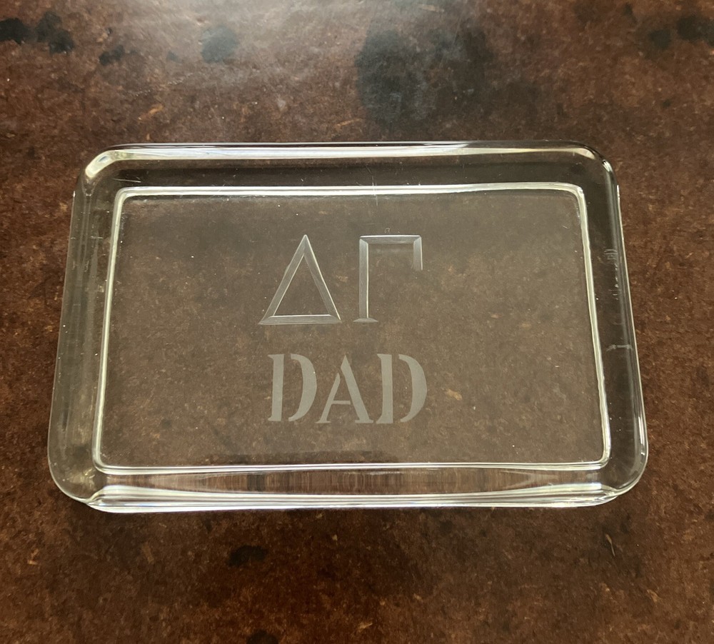 Glass Paperweight with Personalized DAD Etching for Dad Gifts