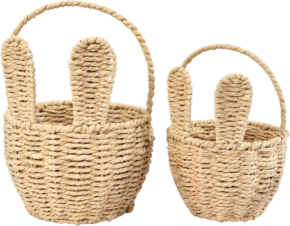 2Pcs Small Wicker Easter Basket for Kids - 7