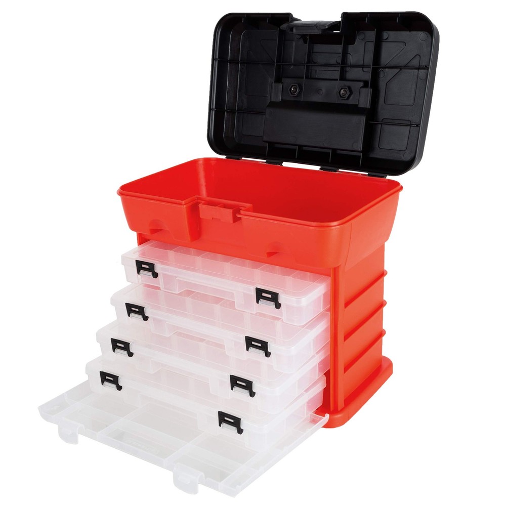 Compact 4-Compartment Portable Tool Organizer Box for Small Parts