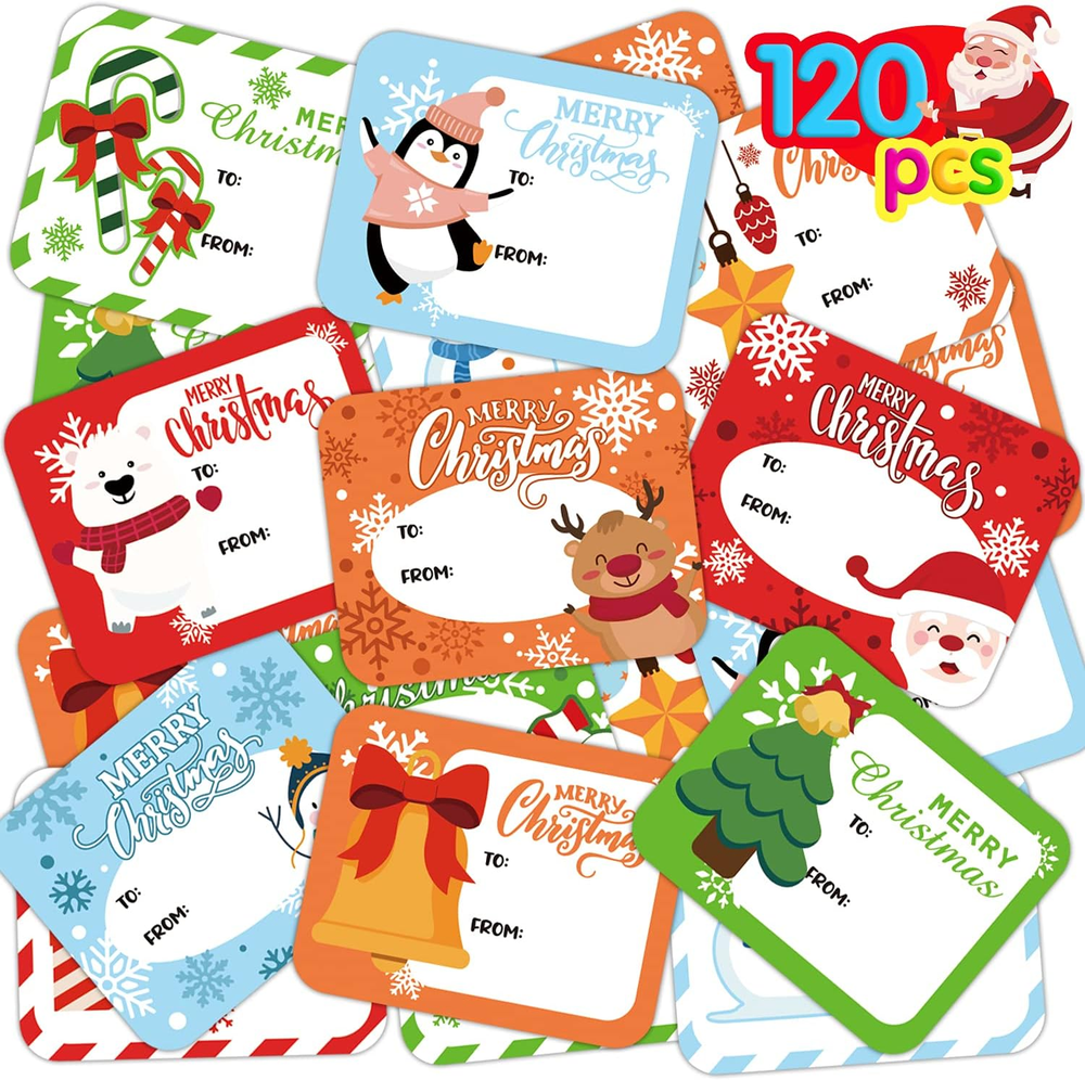 Christmas Gift Tags Stickers,120 Pieces Xmas Holiday Present Labels for Gift Sel