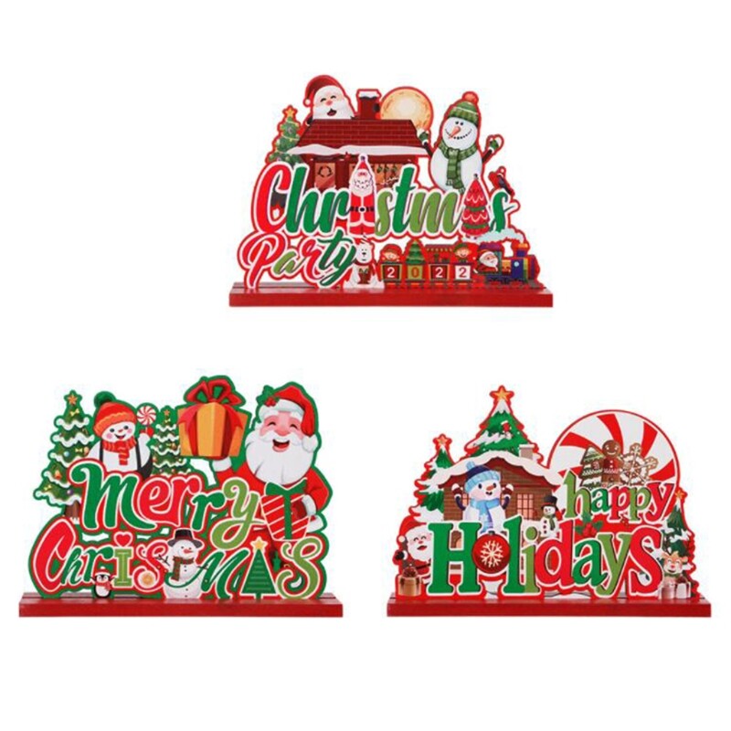 Wooden Santa Snowman Christmas Ornaments for Holiday Party Decor & Gifts  