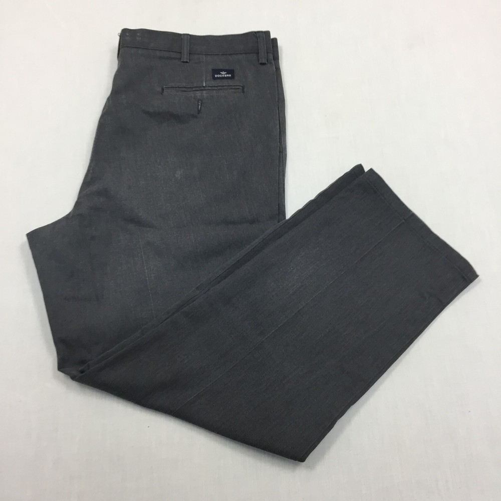 Dockers Chino Trousers Cotton Pants Straight Fit Mens Size 40W 32L Grey