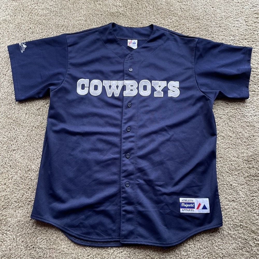 Vtg XL Authentic Majestic  Cowboys Stitched Spellout Jersey