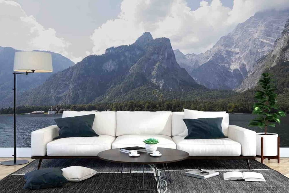 3D Sky Mountains Ocean Scenery Wall Murals Wallpaper Murals Wall Sticker