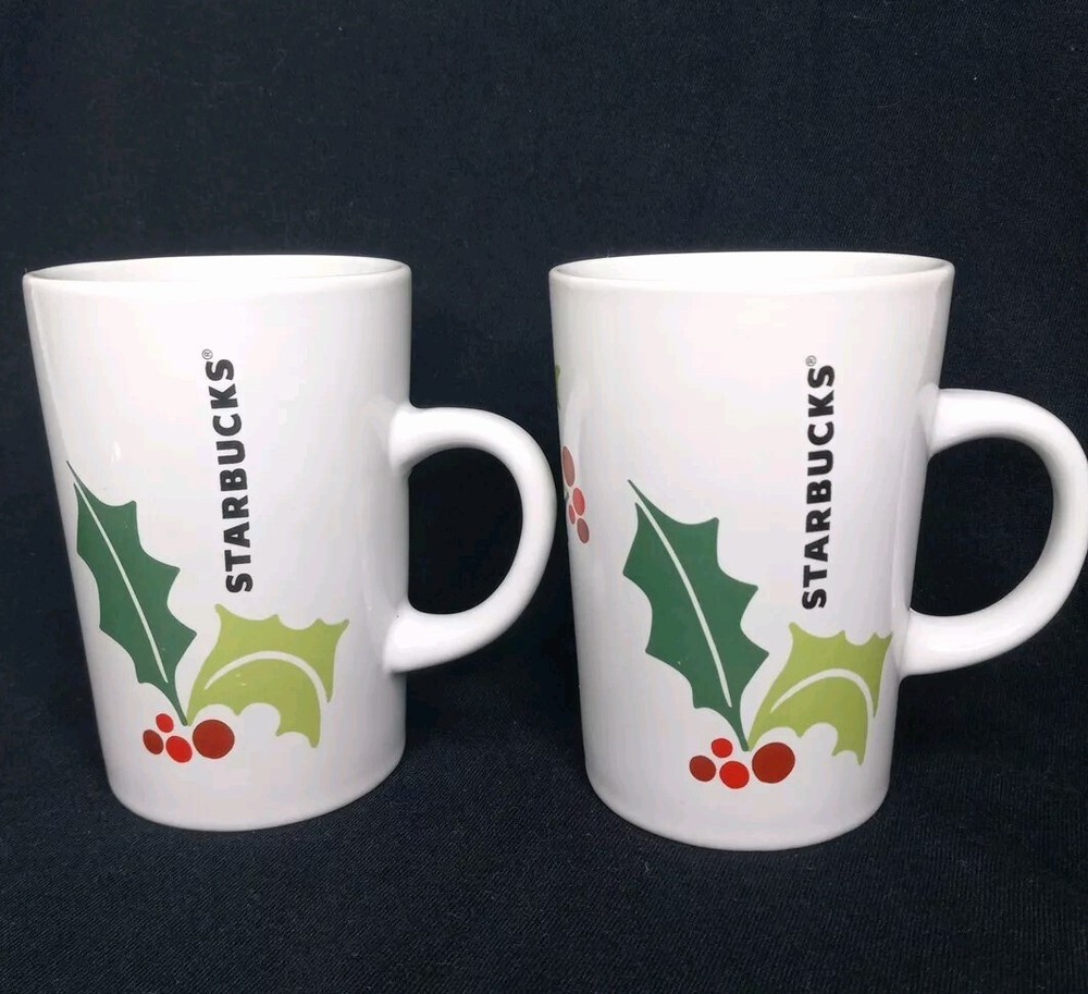 Starbucks Christmas Holly Berry Coffee Mugs 10oz Set of 2 Holiday Edition