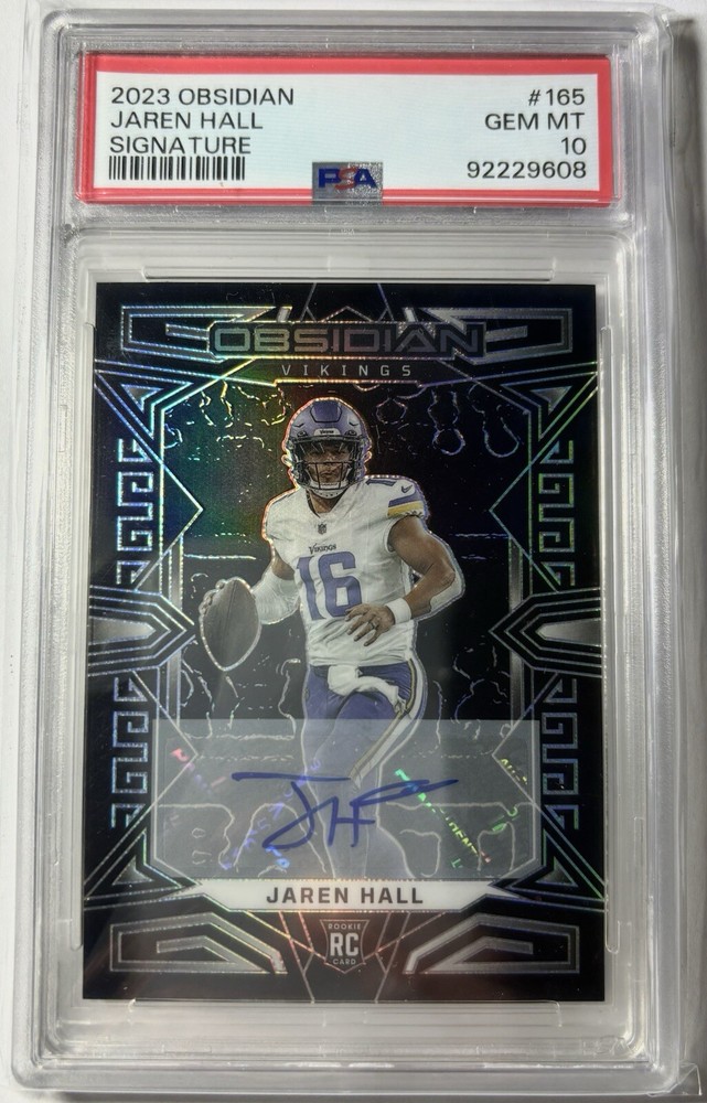 2023 Panini Obsidian Jaren Hall RC Auto Signature PSA 10 GEM MINT MN Vikings