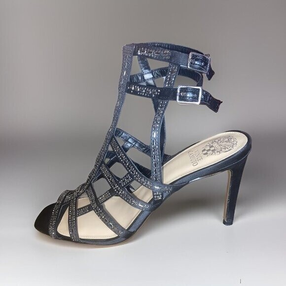 Vince Camuto Black Rhinestone Lace Up High Heels Size 11M