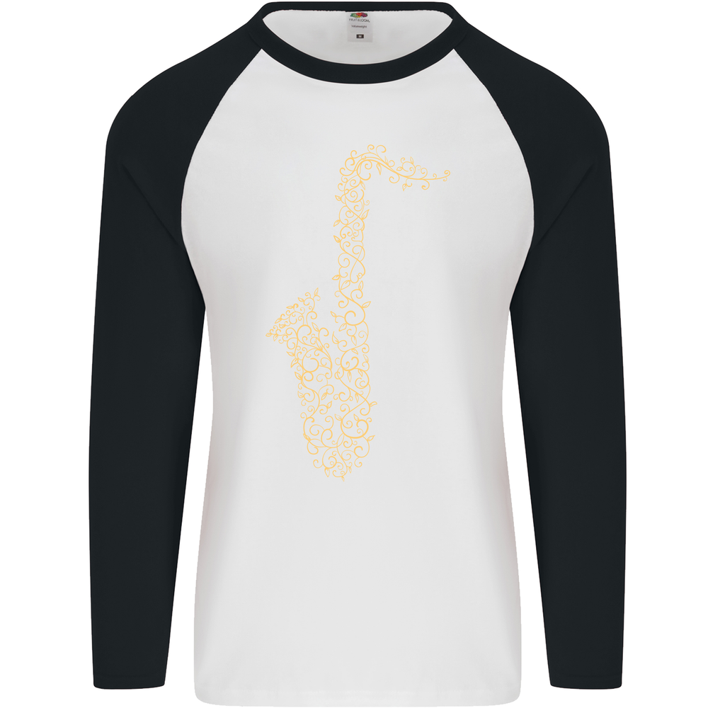 A Saxophone Musical Instruments Brass Band Mens L/S Baseball T-Shirt