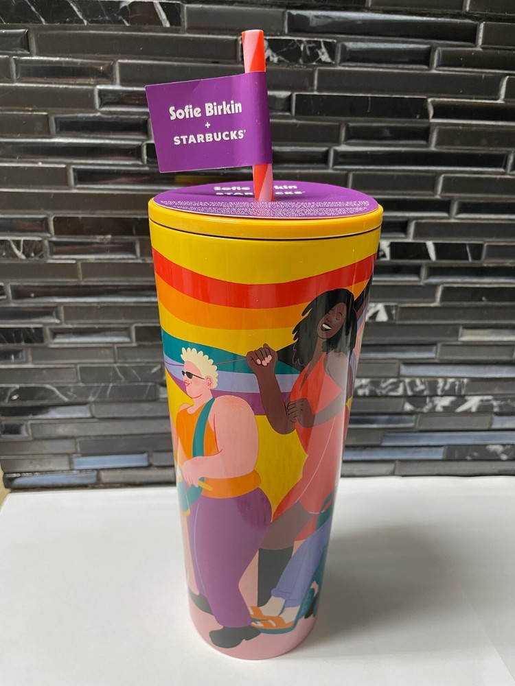 Starbucks 2024 Sofie Birkin 24oz Yellow Pride Stainless Steel Tumbler
