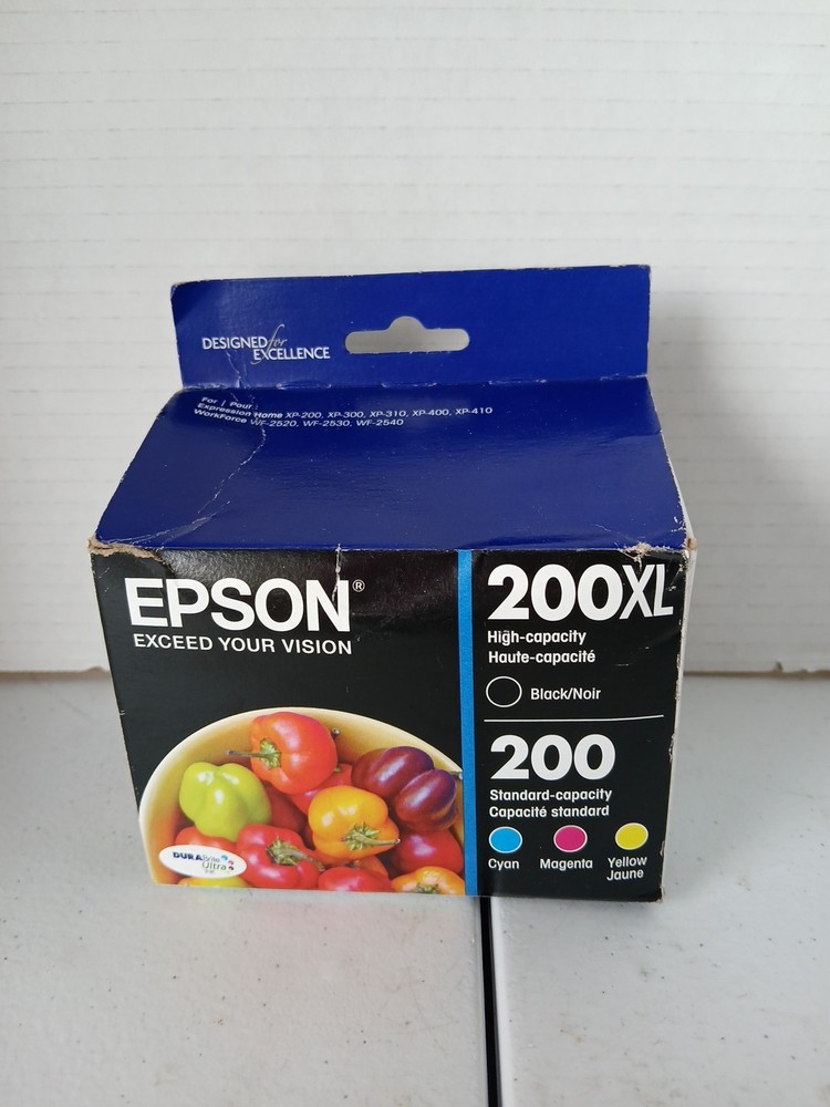 Epson 200XL 4-Pack High Yield Ink Cartridges B C M Y T200XL_XCS Exp 09/2024