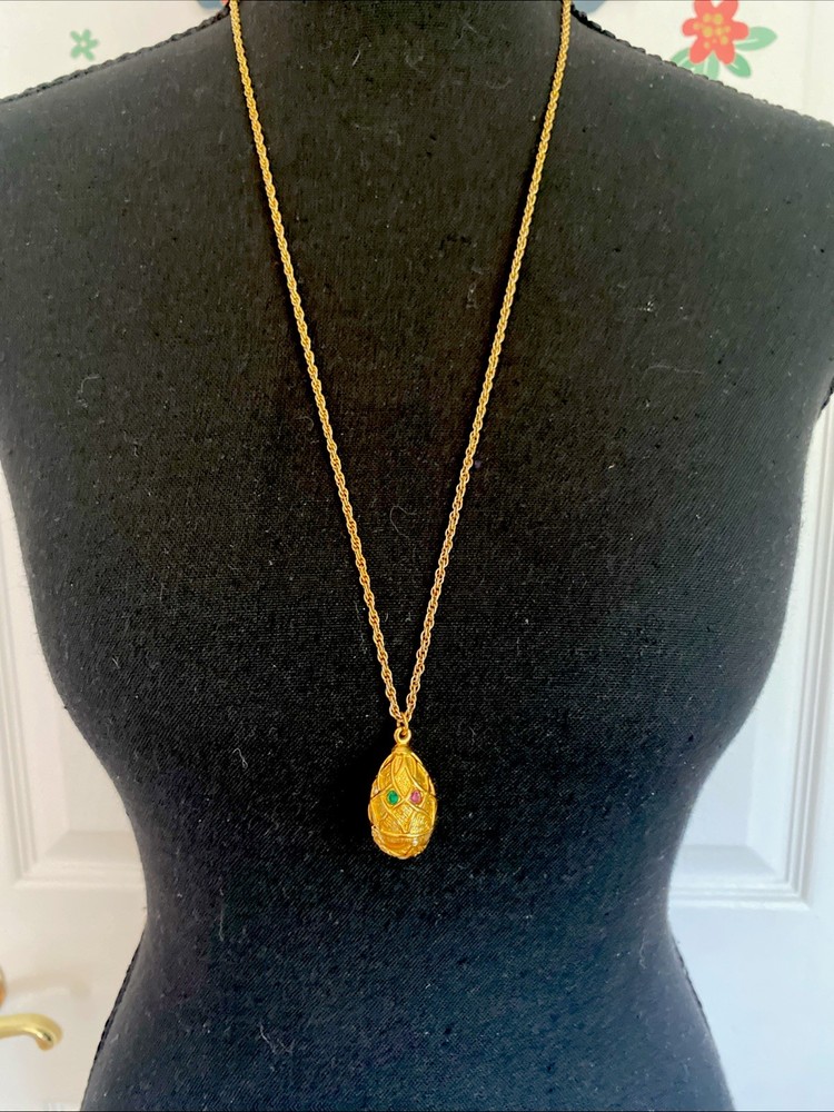 Vintage Joan Rivers Rainbow Holden Faberge Egg Pendant Necklace