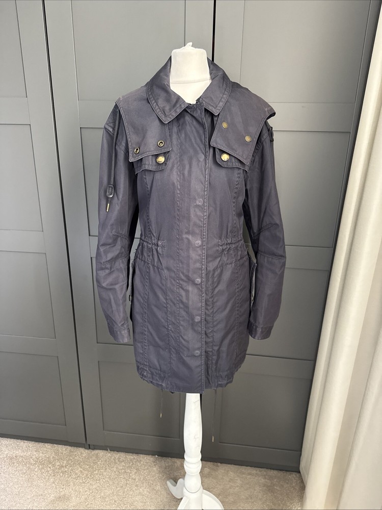 Burberry navy blue hooded parka Mac coat 10