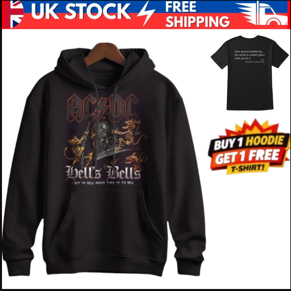 WildStallion AC/DC Logo Printed Hoodie | Hells Bells Band Hoodie